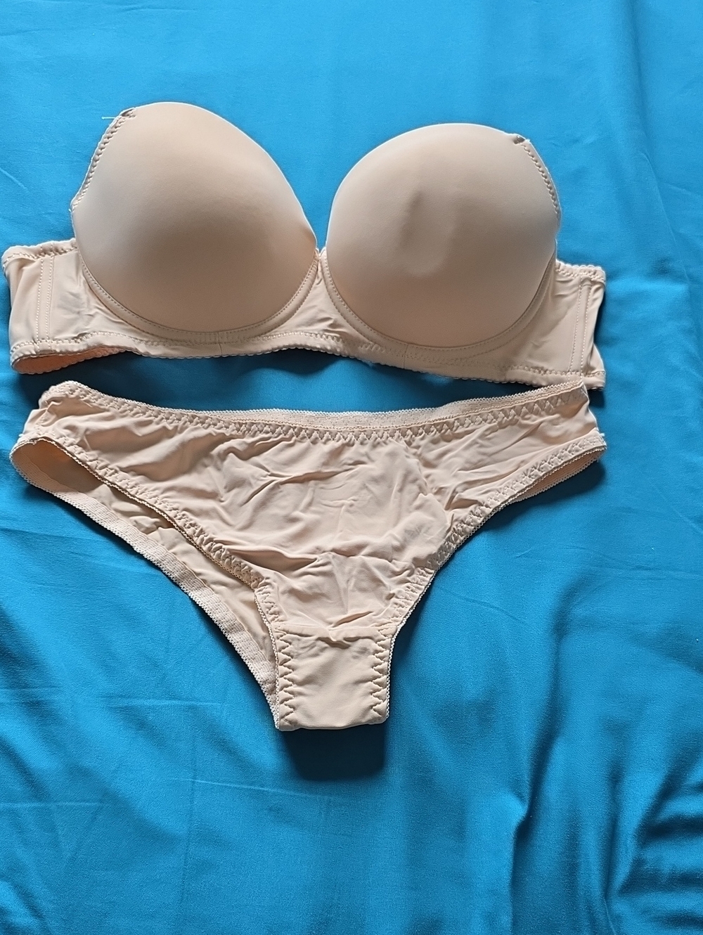 Nude Strapless Padded Bra & Bikini Set - Women Intimates